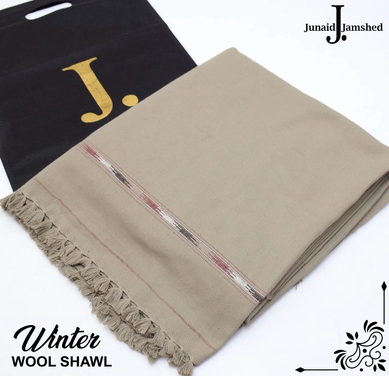 J. Men Wool Shawl Light Grey