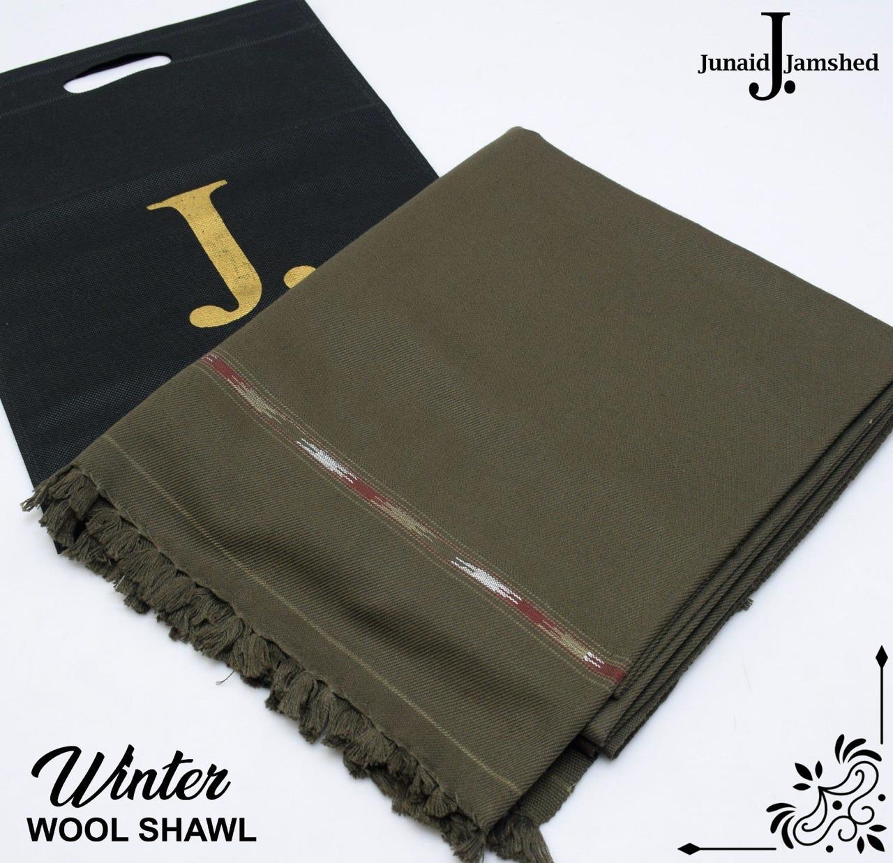 J. Men Wool Shawl Deep Green