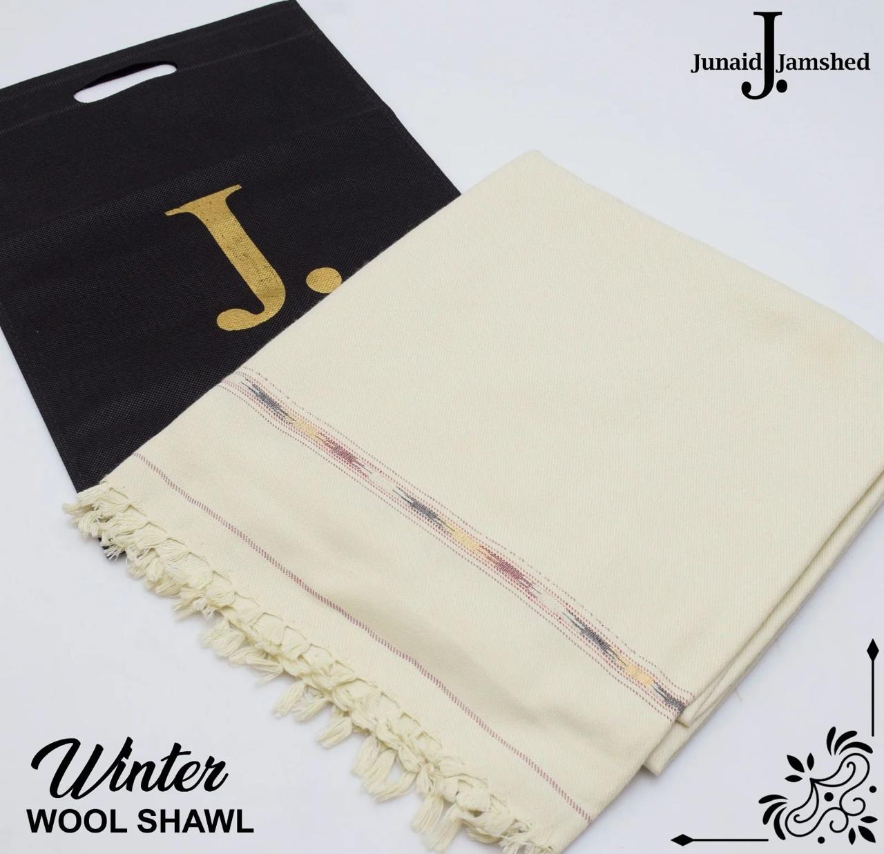J. Men Wool Shawl OFF White