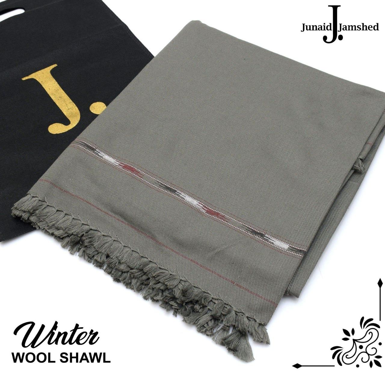 J. Men Wool Shawl Grey Matellic