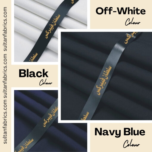 Set Of 3 Royal Primum Boski By Sultan Fabrics (Black – Navy Blue – Off-White)