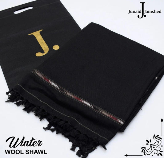 J. Men Wool Shawl Jet Black